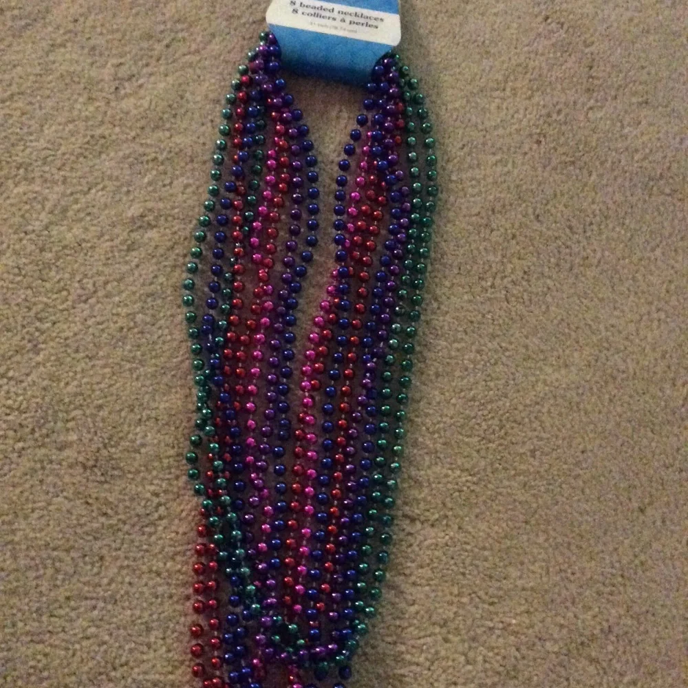 8 Beaded Necklaces Red Blue Green Purple Pink